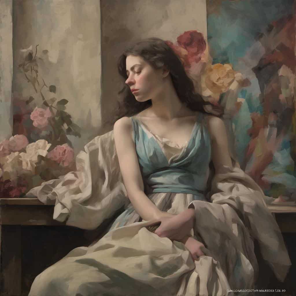 Γυναίκα σε πίνακα με καλλιτεχνικές στρατηγικές της Αναγέννησης, πορτρέτο, ιστορική τέχνη, ρεαλισμός, μπαρόκ ζωγραφική, καλλιτεχνική έκφραση.