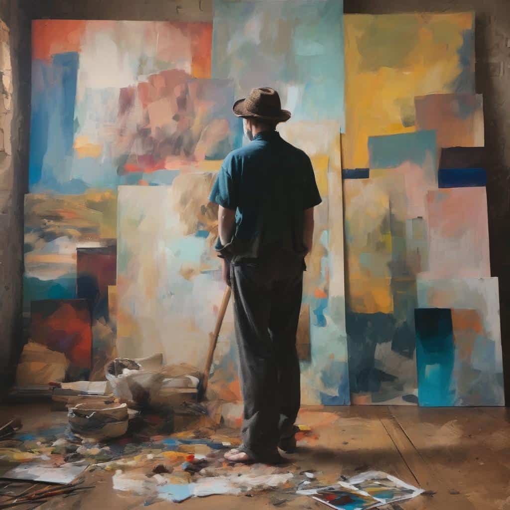 Ζωγράφος εργαστήριο, σύγχρονη τέχνη, καλλιτεχνική δημιουργία, αναγεννησιακές στρατηγικές, εικαστικές τεχνικές, πίνακες ζωγραφικής, τέχνη και έμπνευση.