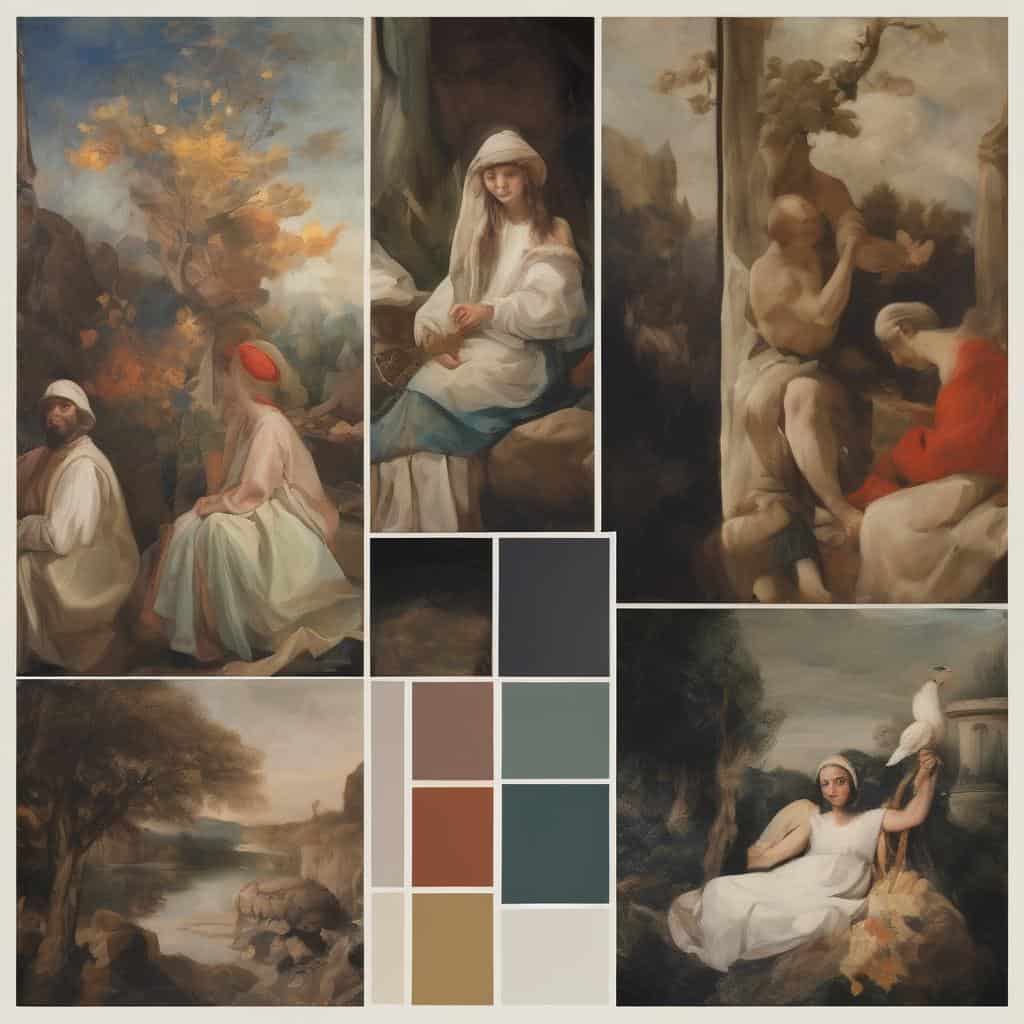 Οπτικά αντίγραφα έργων τέχνης της Αναγέννησης με έμφαση στις καλλιτεχνικές στρατηγικές αυτής της εποχής.